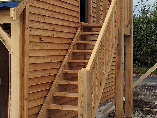 oak steps on wood garage dorset